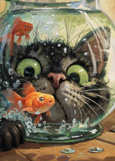Cat play with fish Puzzle 500 Pieces