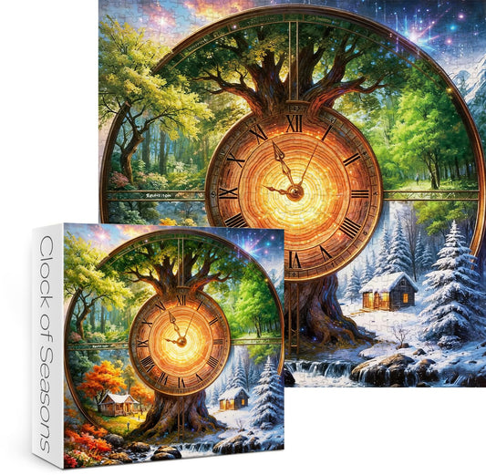 Four Seasons Landscape Clock Puzzles for Adults 1000 Pieces