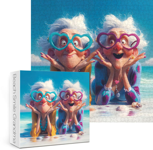 Funny Grandma Beach Puzzles for Adults 1000 Pieces