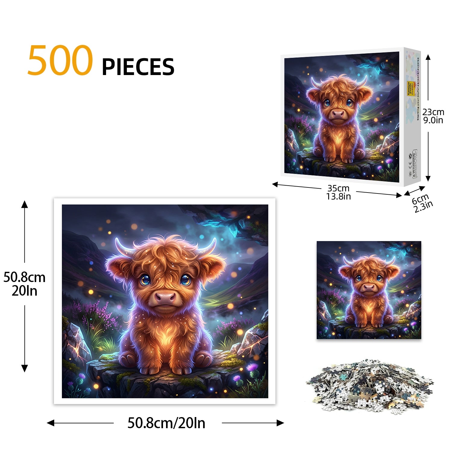 Cute Highland Cow Puzzle 500 Pieces