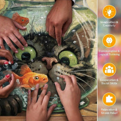 Cat play with fish Puzzle 500 Pieces