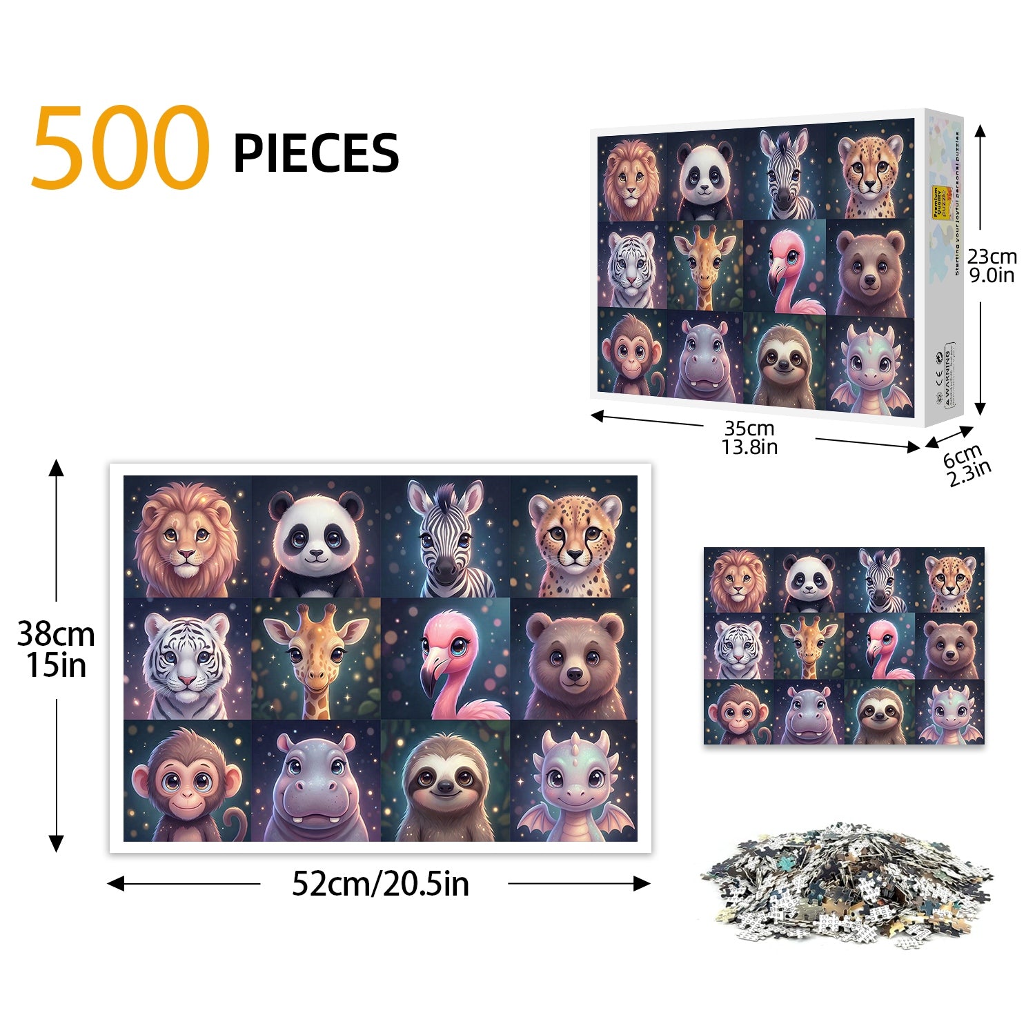 12 Cute Animal Jigsaw Puzzle 500 Pieces