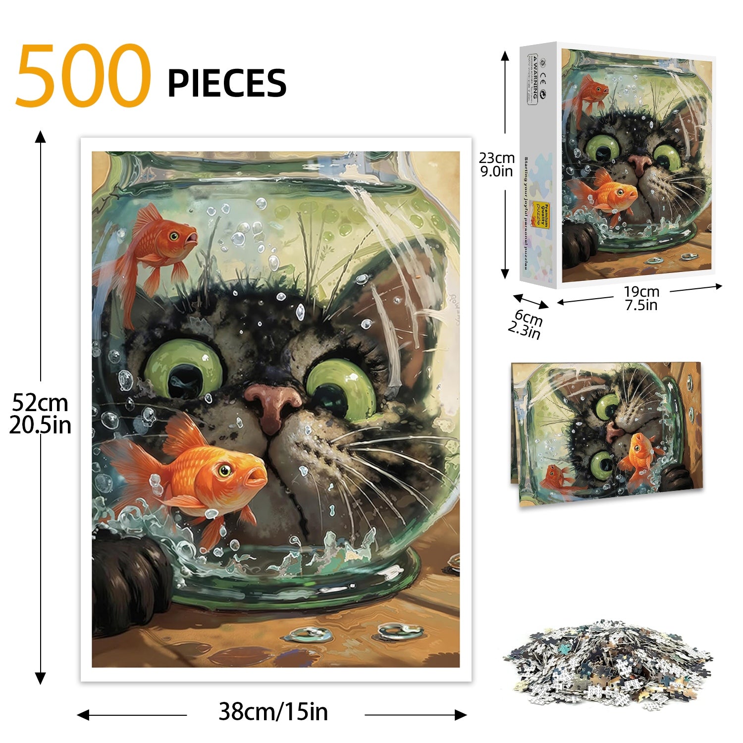 Cat play with fish Puzzle 500 Pieces