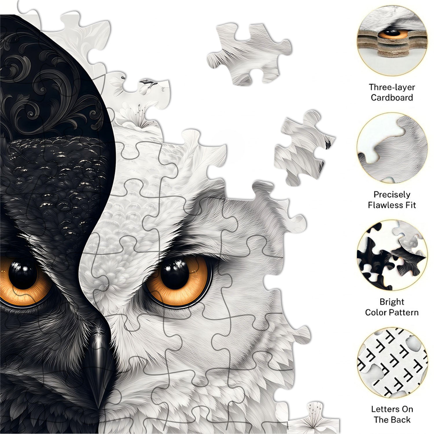 Black and White Owl Puzzle 500 Pieces