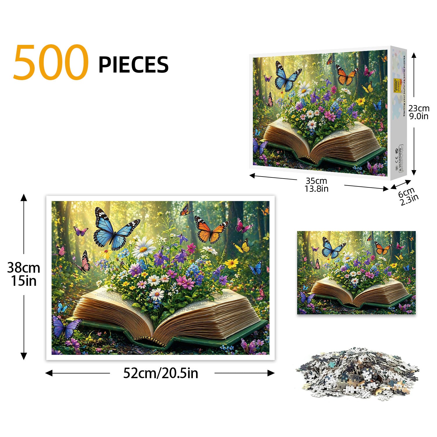 Books and Flowers in the Magic Forest Puzzle 500 Pieces