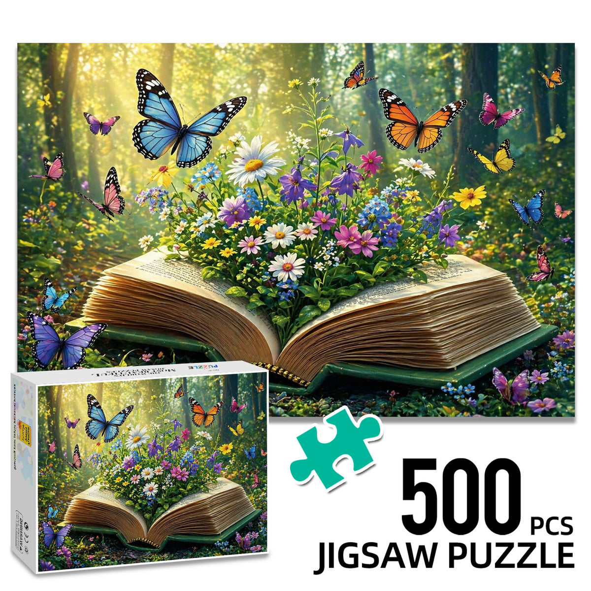 Books and Flowers in the Magic Forest Puzzle 500 Pieces