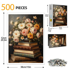 Classic Still Life with Books and Flowers Puzzle 500 Pieces