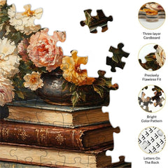 Classic Still Life with Books and Flowers Puzzle 500 Pieces