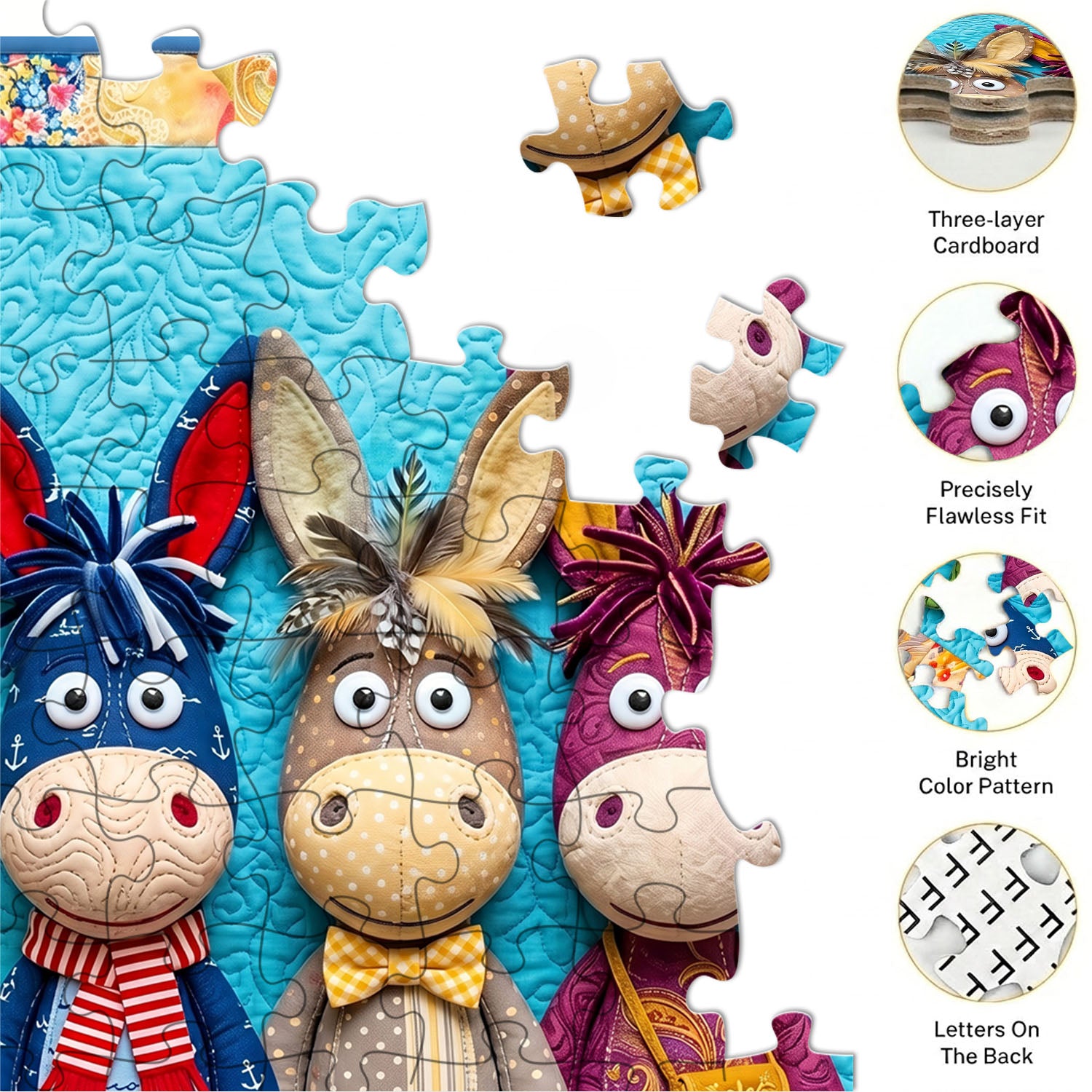 Qulited Donkeys Puzzle 500 Pieces