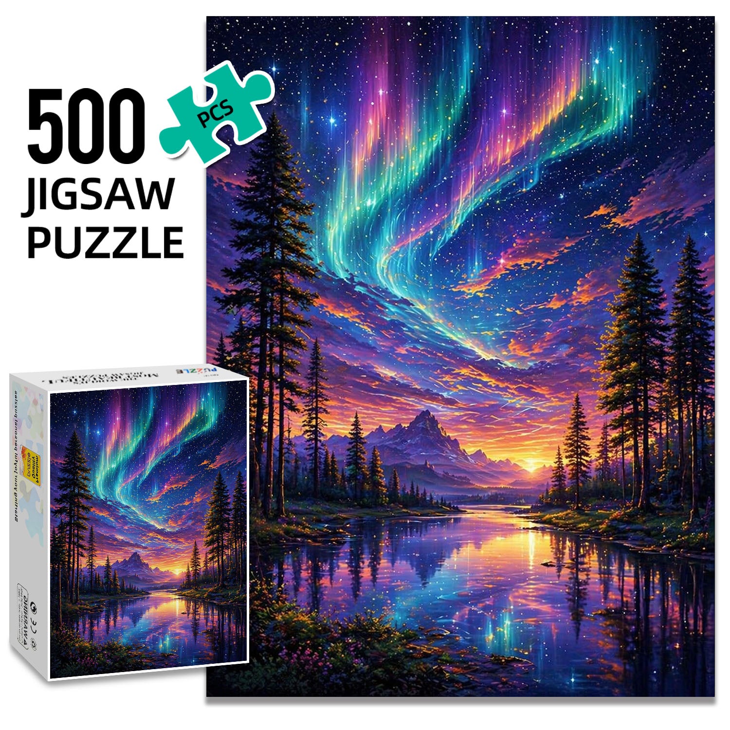 River Beneath the Aurora Puzzle 500 Pieces