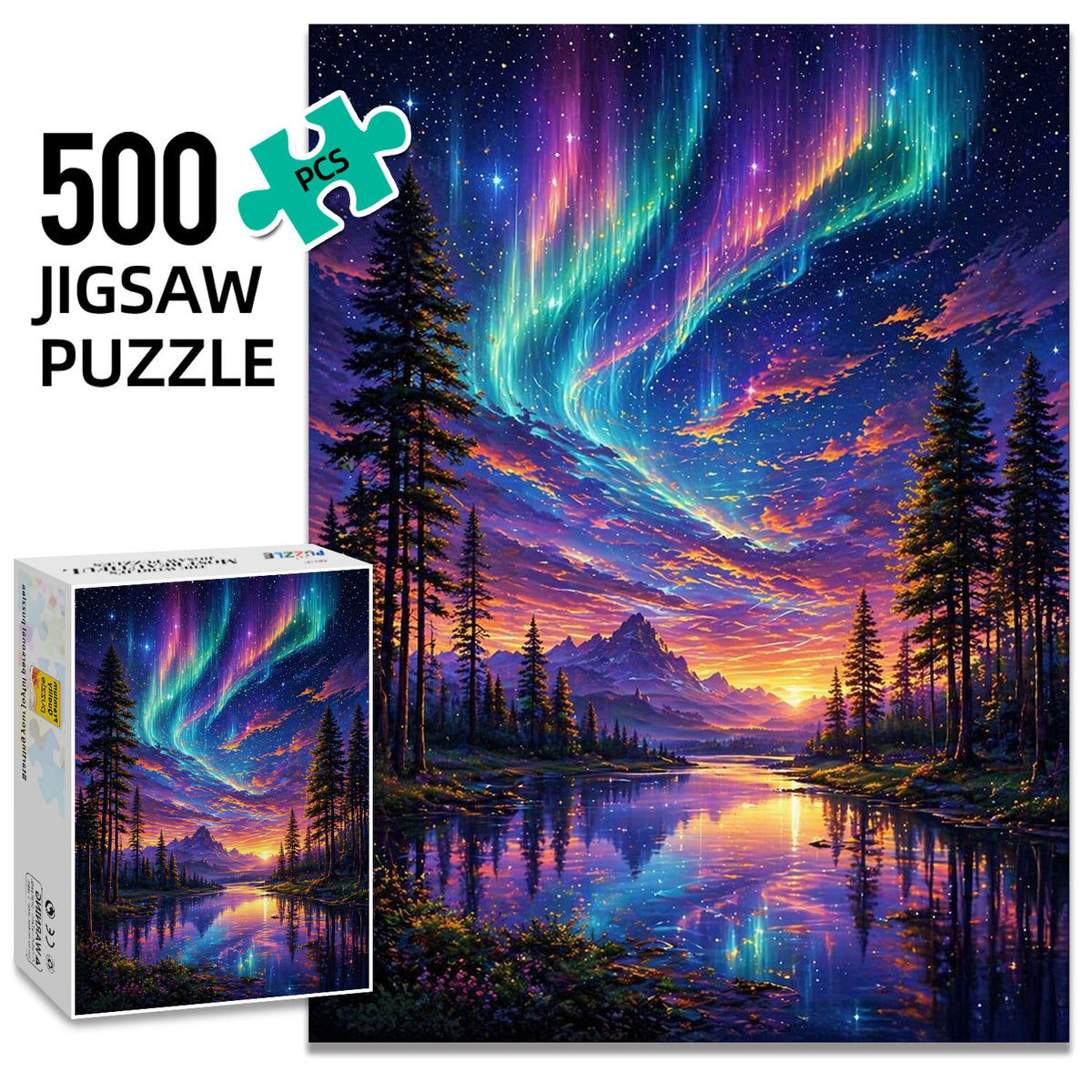 River Beneath the Aurora Puzzle 500 Pieces