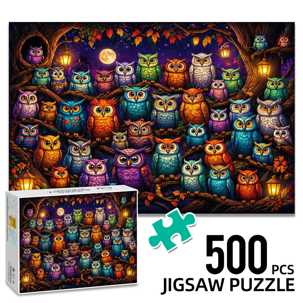 The Night Owls' Gathering Puzzle 500 Pieces