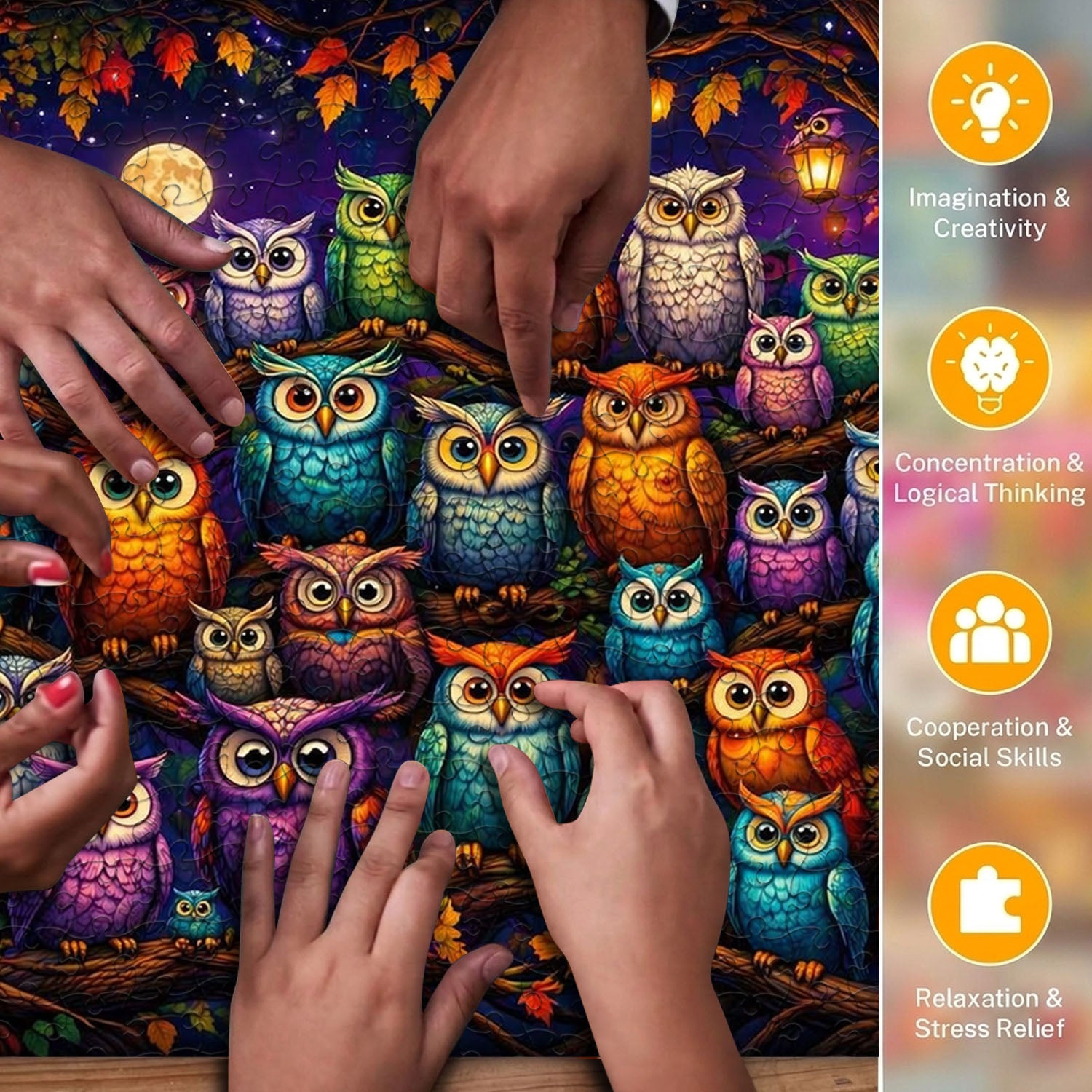 The Night Owls' Gathering Puzzle 500 Pieces